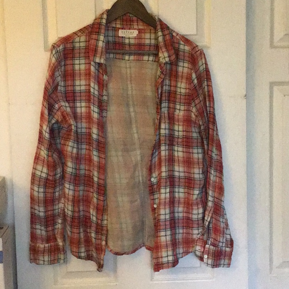 plaid velvet by graham and Spencer button shirt